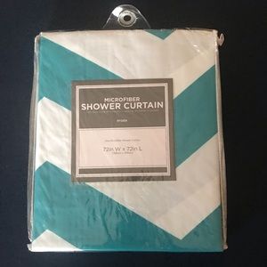 Blue chevron microfiber shower curtain
